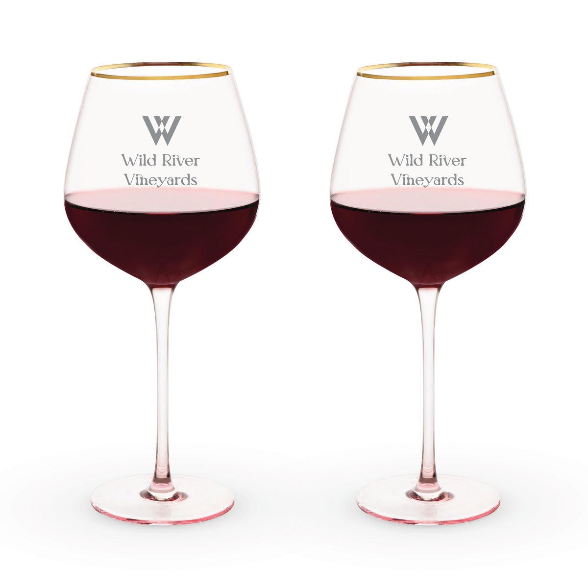 Rose Crystal Red Wine Glasses, Set of 2