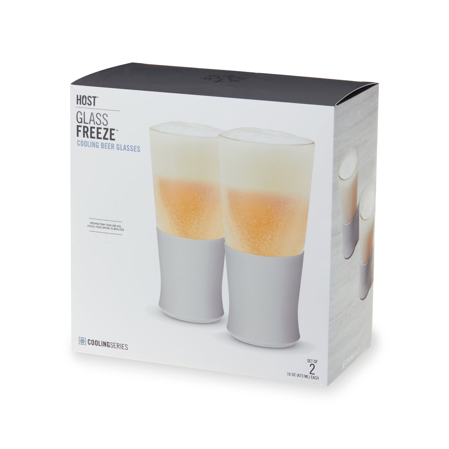 Glass FREEZE Beer Cooling Cup in Gray, Set of 2