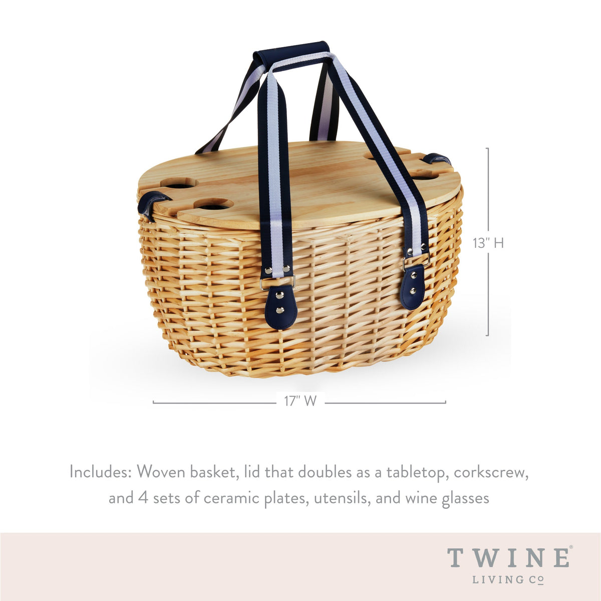 Central Park Willow Picnic Basket Set for Four