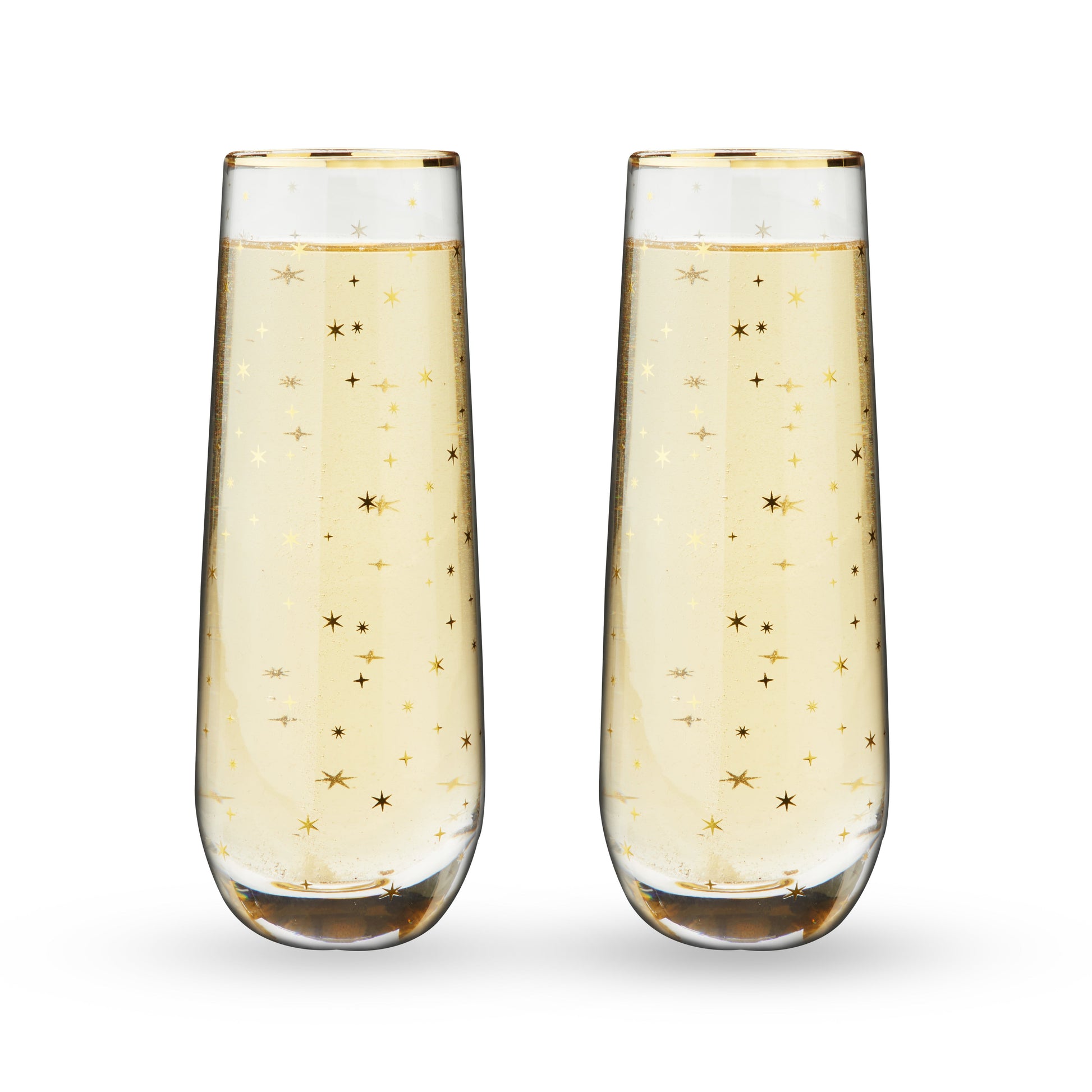 Starlight Stemless Champagne Flutes, Set of 2