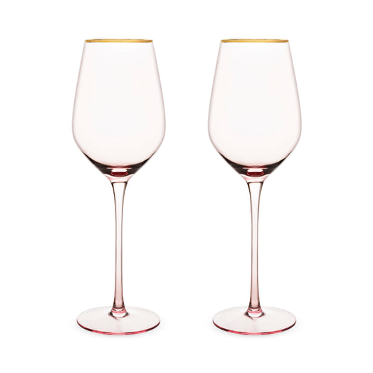 Rose Crystal White Wine Glasses, Set of 2