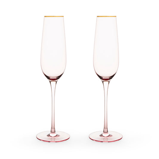Rose Crystal Champagne Flutes, Set of 2