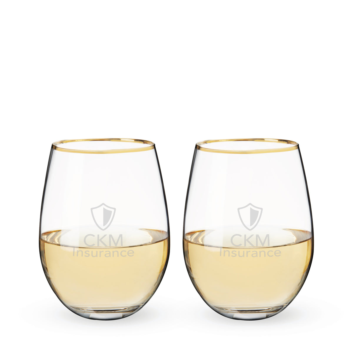 Gilded Stemless Wine Glasses, Set of 2