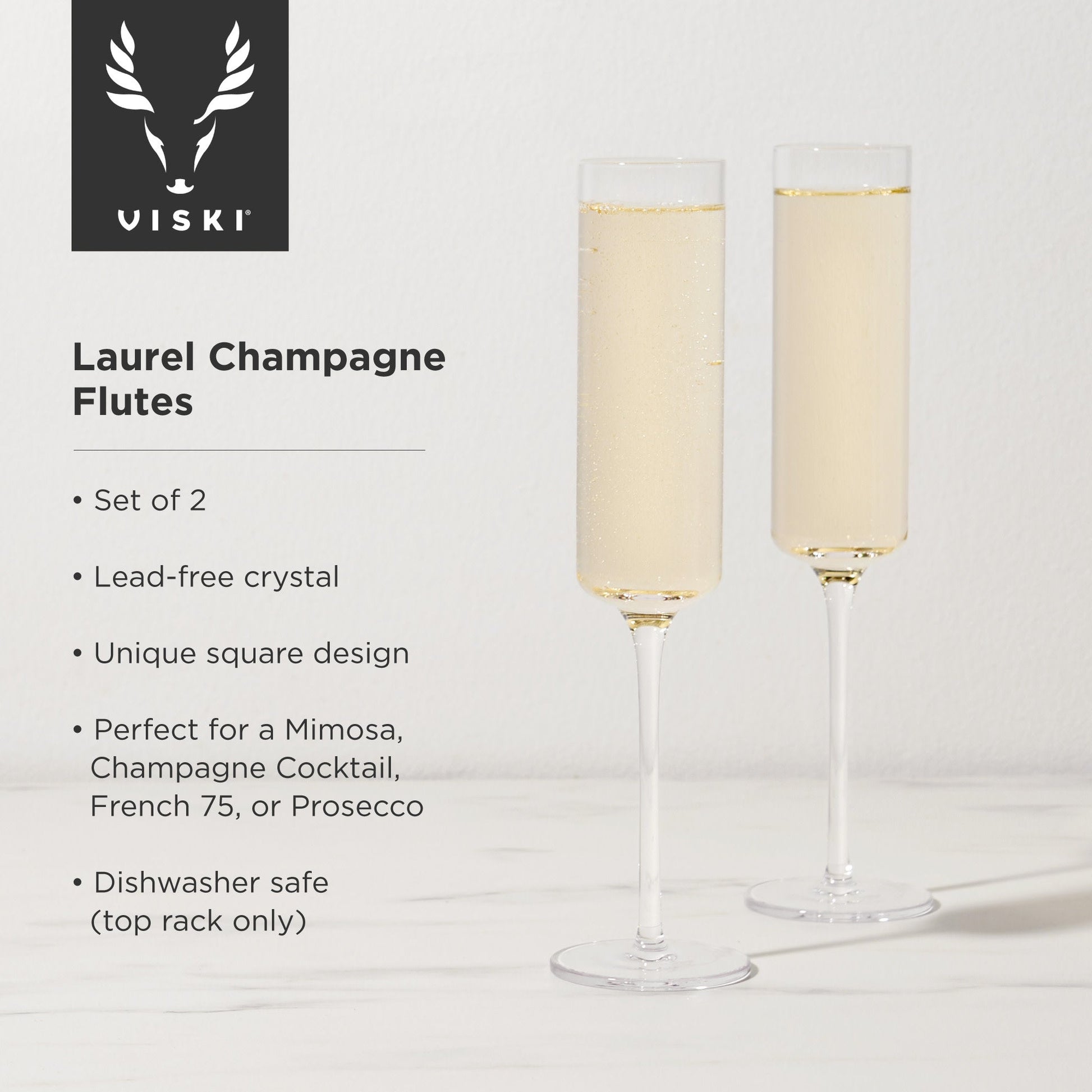 Laurel Crystal Champagne Flutes, Set of 2