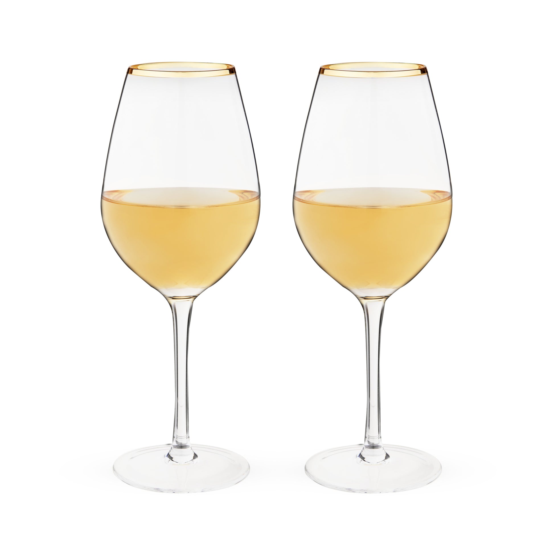 Gilded Stemmed Wine Glasses, Set of 2