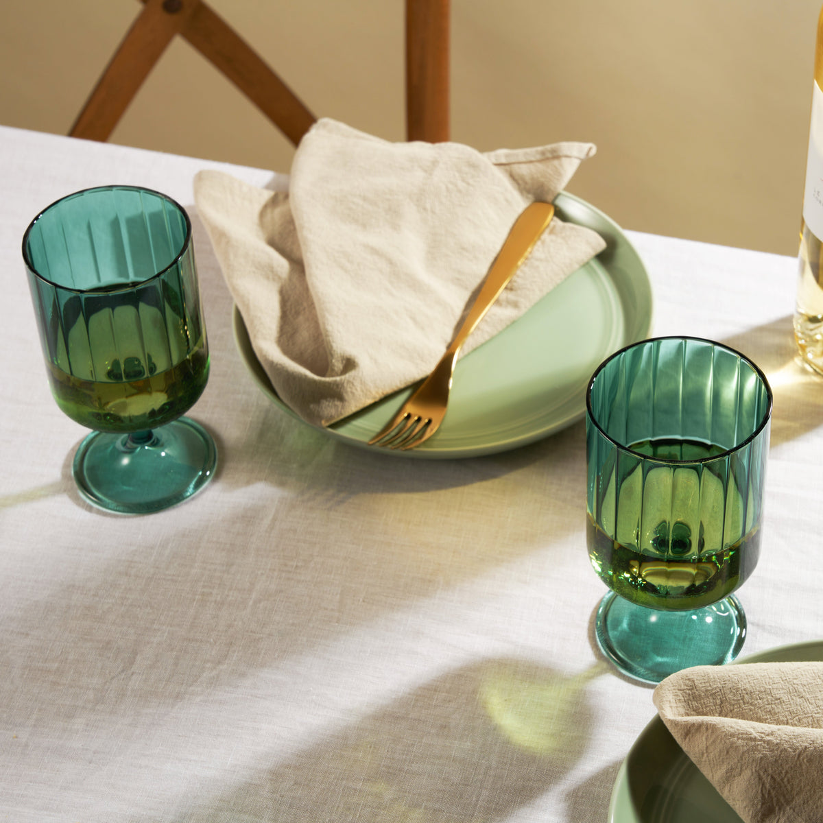 Malachite Stemmed Optic Tumblers, Set of 2