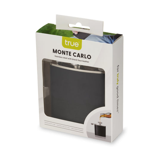Monte Carlo 6 oz Stainless Steel Flask with Faux Leather