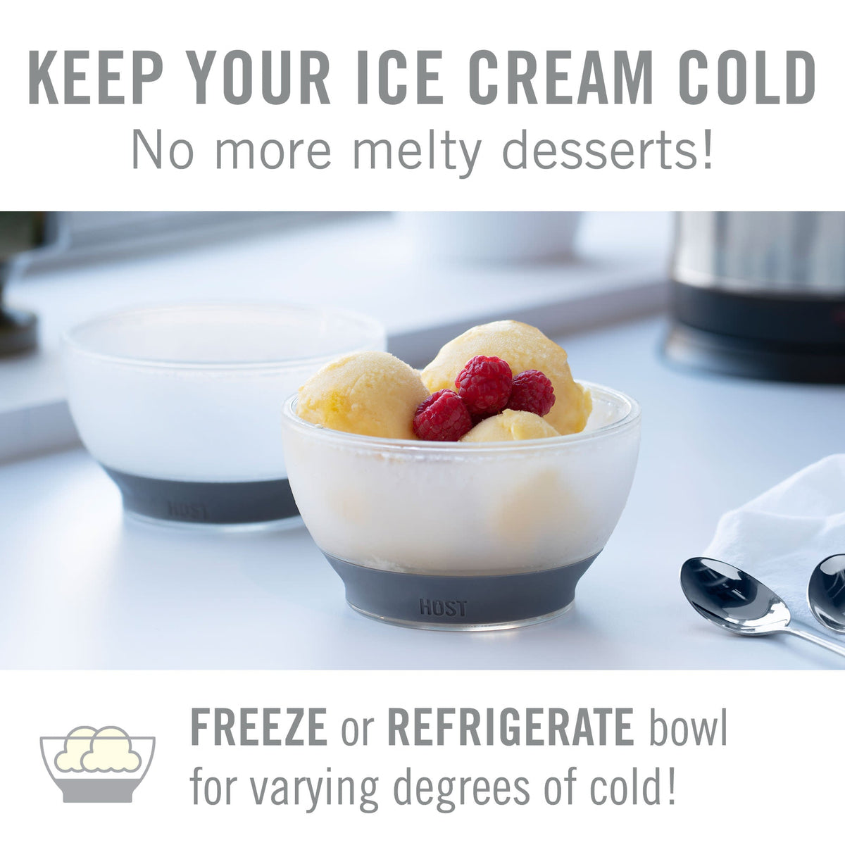 Ice Cream FREEZE Cooling Bowl in Gray, Set of 2