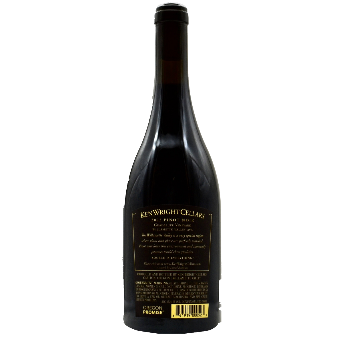 Ken Wright Guadalupe Vineyard Pinot Noir 2022 back bottle