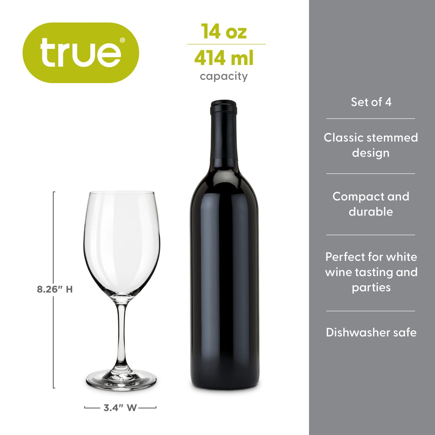 Estate 14 oz White Wine Tasting Glass, Set of 4