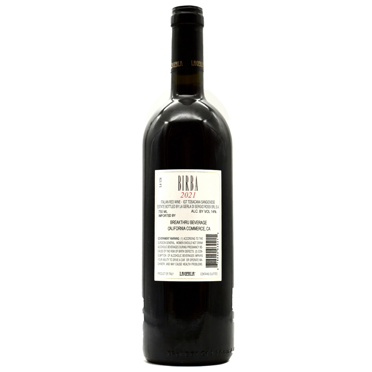 La Gerla Birba Toscana Rosso IGT back bottle