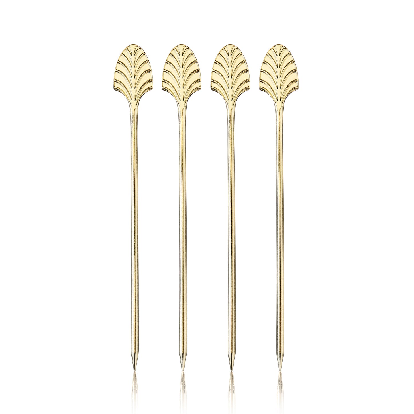 Art Deco Cocktail Picks in Gold, Set of 4