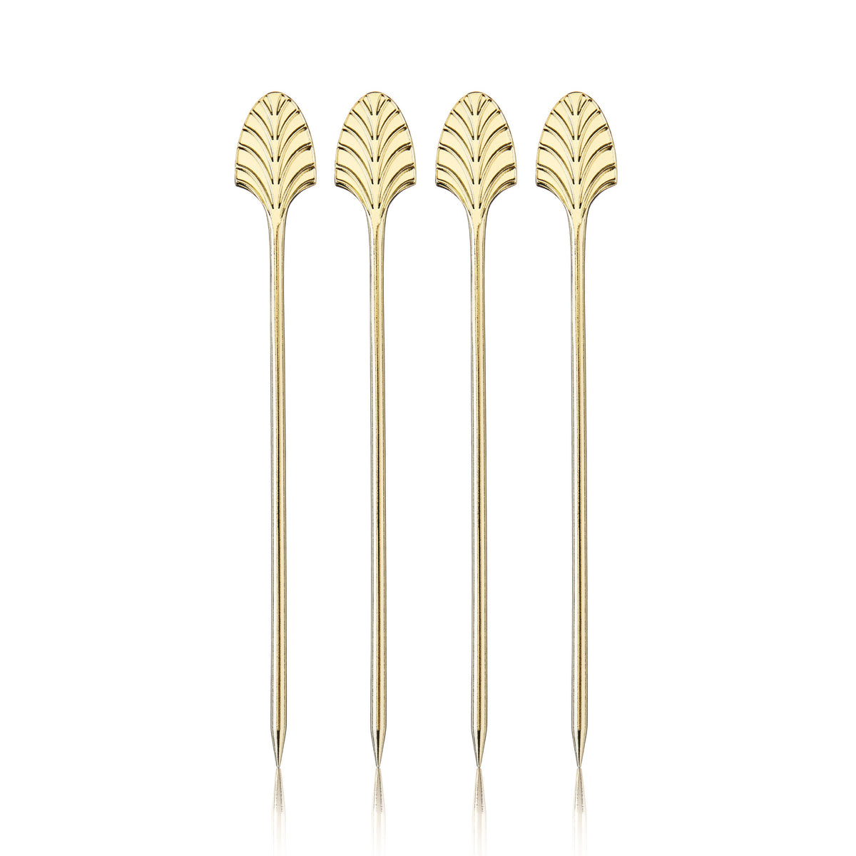 Art Deco Cocktail Picks in Gold, Set of 4