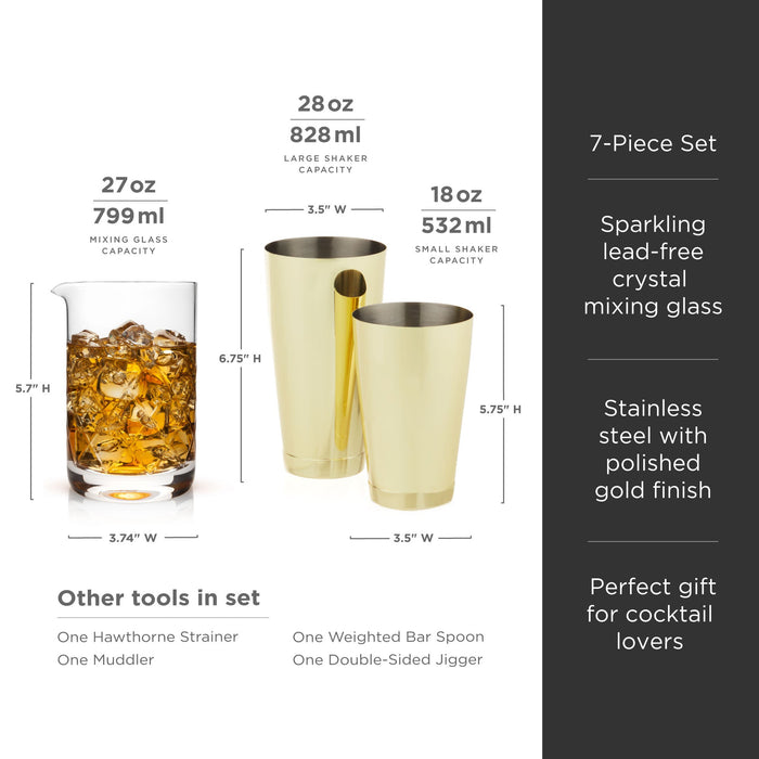 Belmont 7-Piece Barware Set in Gold