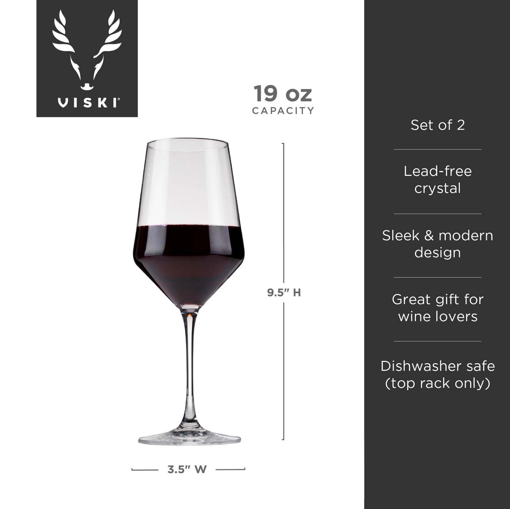 Raye Crystal Angled Bordeaux Glasses, Set of 2
