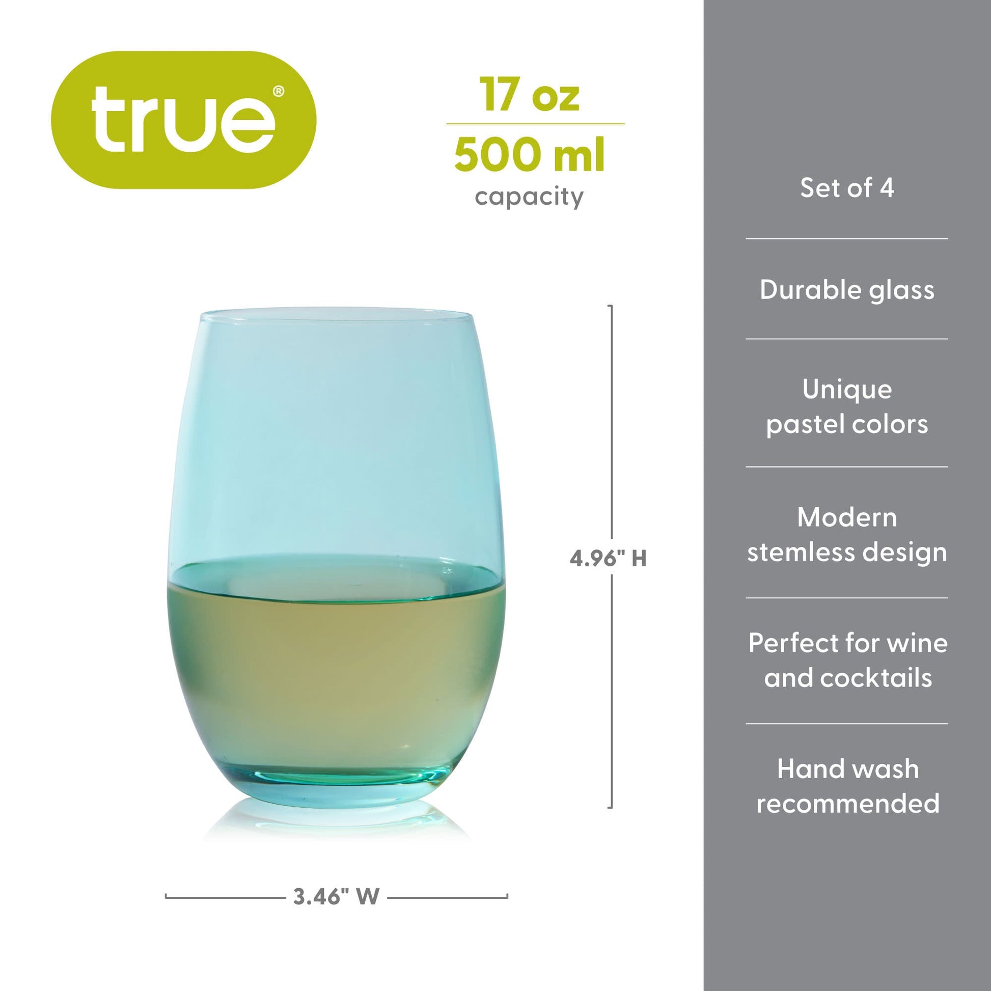 Vino Stemless Wine Glasses in Assorted Colors, Set of 4