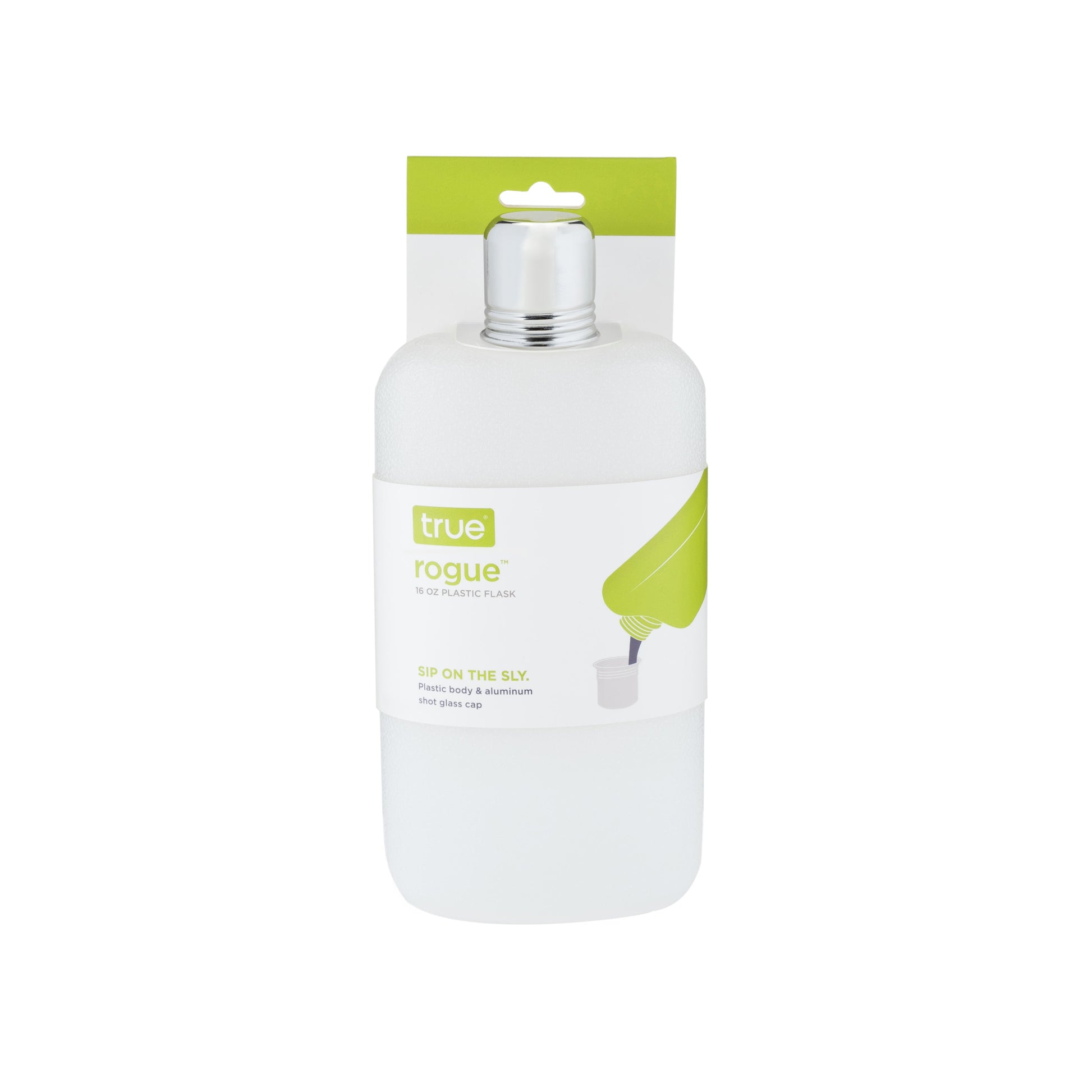 Rogue 16 oz Plastic Flask in White