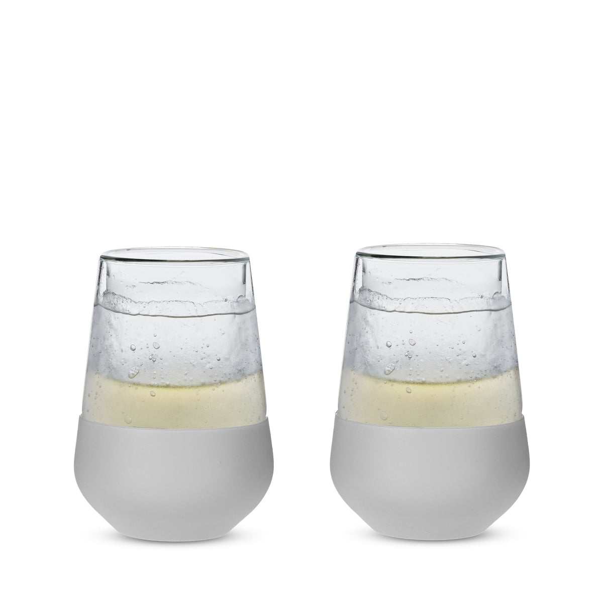Glass FREEZE Wine Cooling Cup in Gray, Set of 2