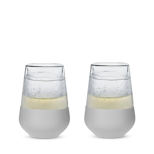 Glass FREEZE Wine Cooling Cup in Gray, Set of 2