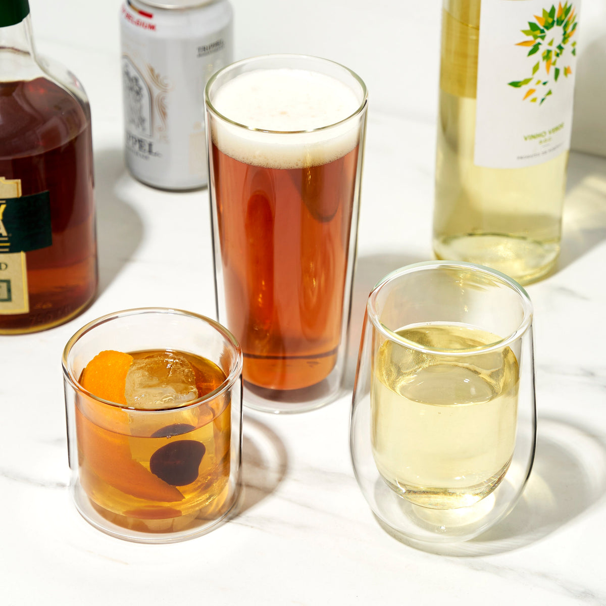 Double Walled 10 oz Stemless Wine Glasses, Set of 2