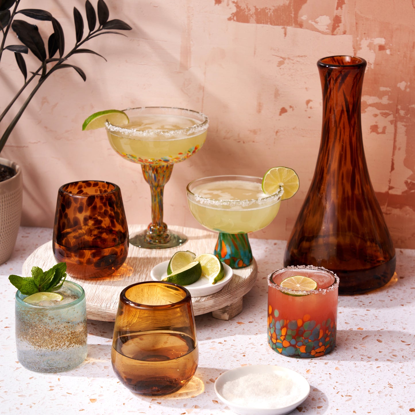 Segunda Vida Playa Bonita Recycled Stemless Wine Glasses, Set of 2