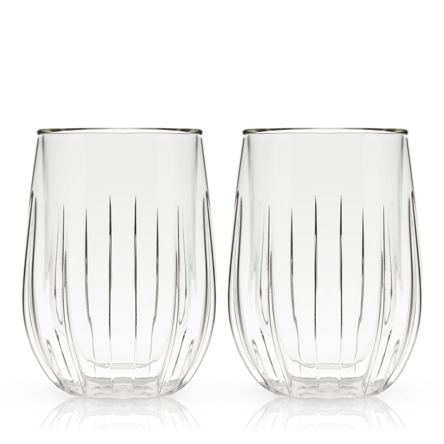 Double Walled Stemless Wine Glasses, Set of 2