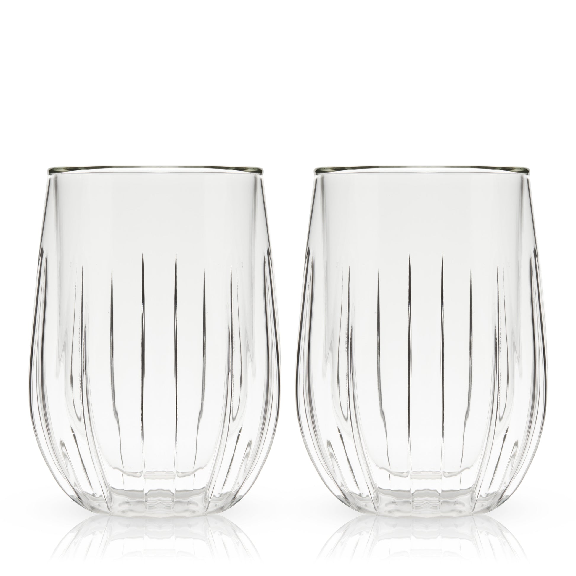 Double Walled Stemless Wine Glasses, Set of 2