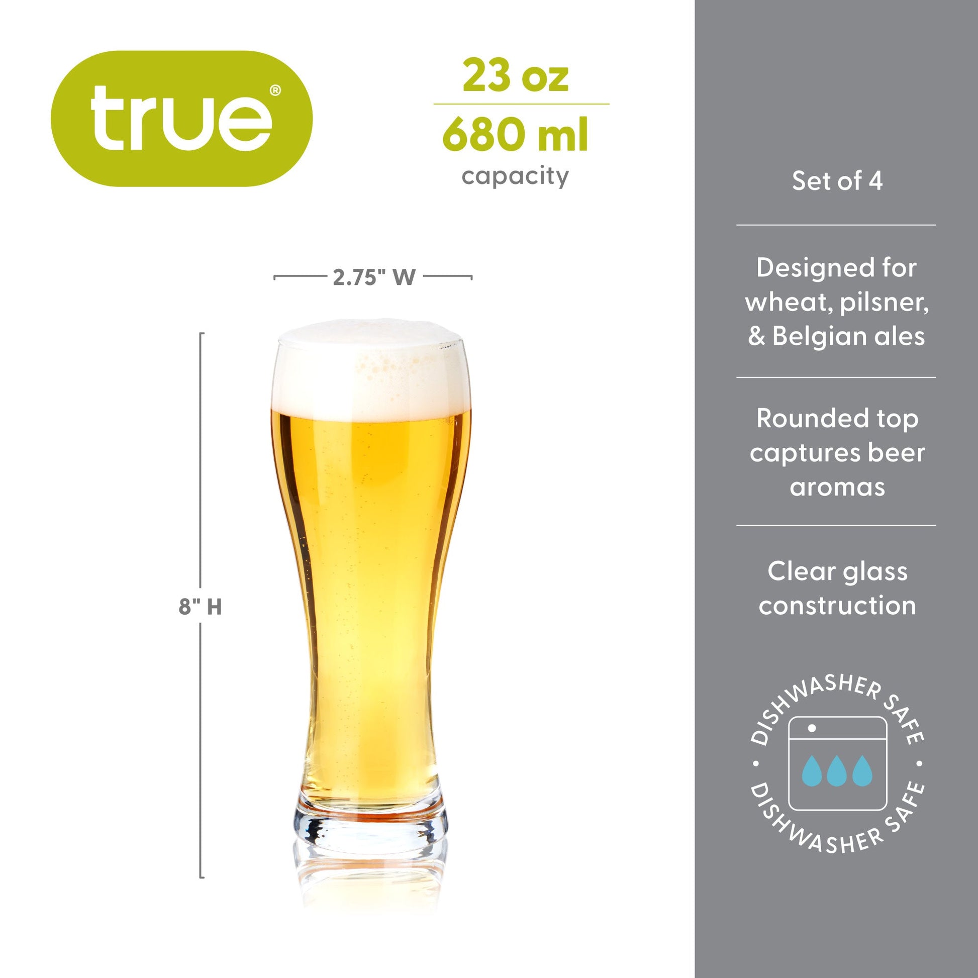Wheat Beer Glasses, Set of 4