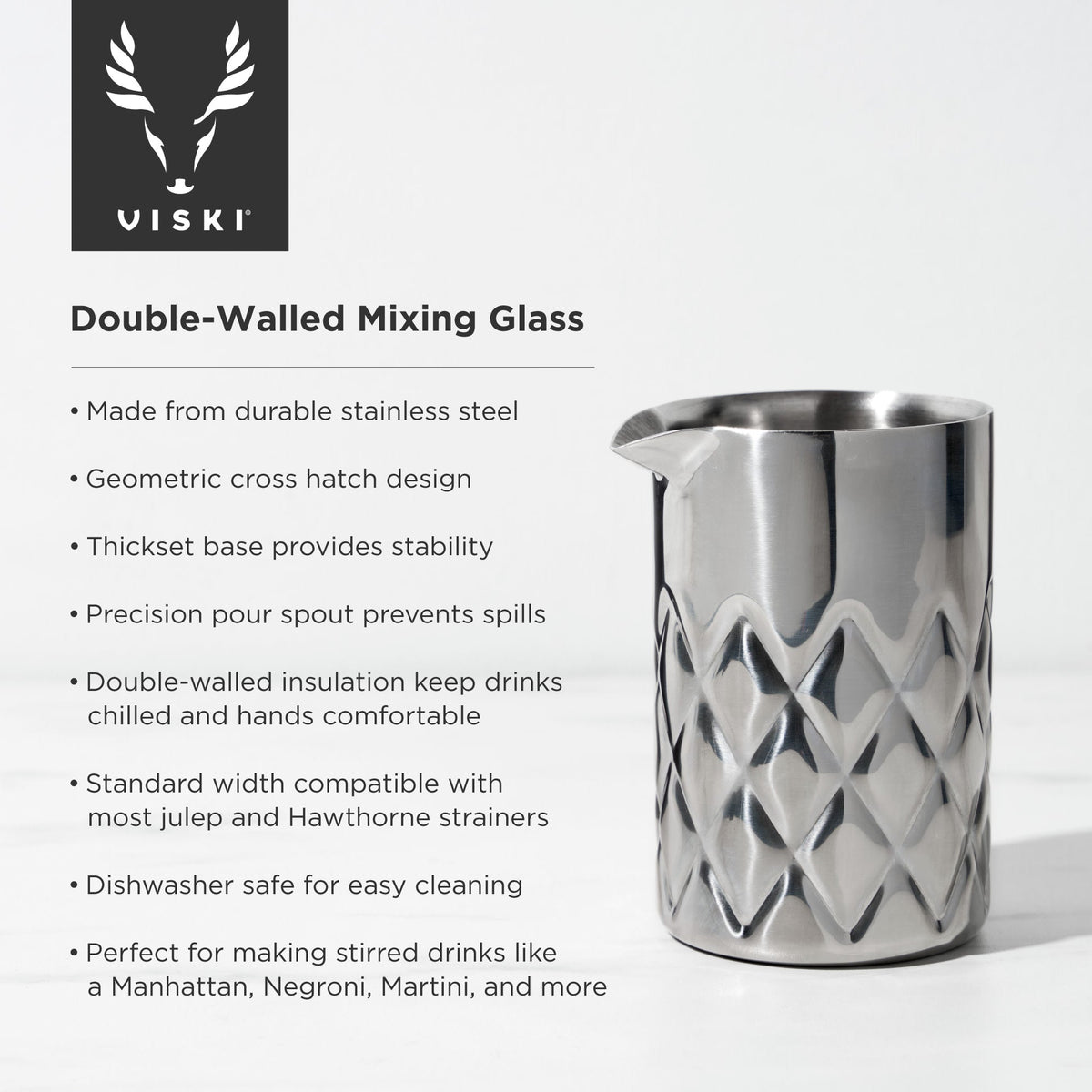 Harrison Double Walled Mixing Glass in Stainless Steel