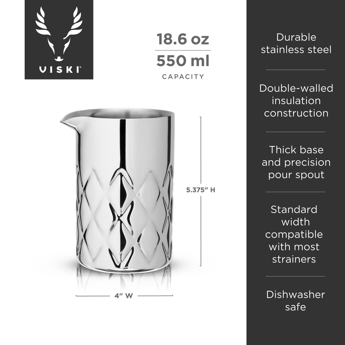 Harrison Double Walled Mixing Glass in Stainless Steel