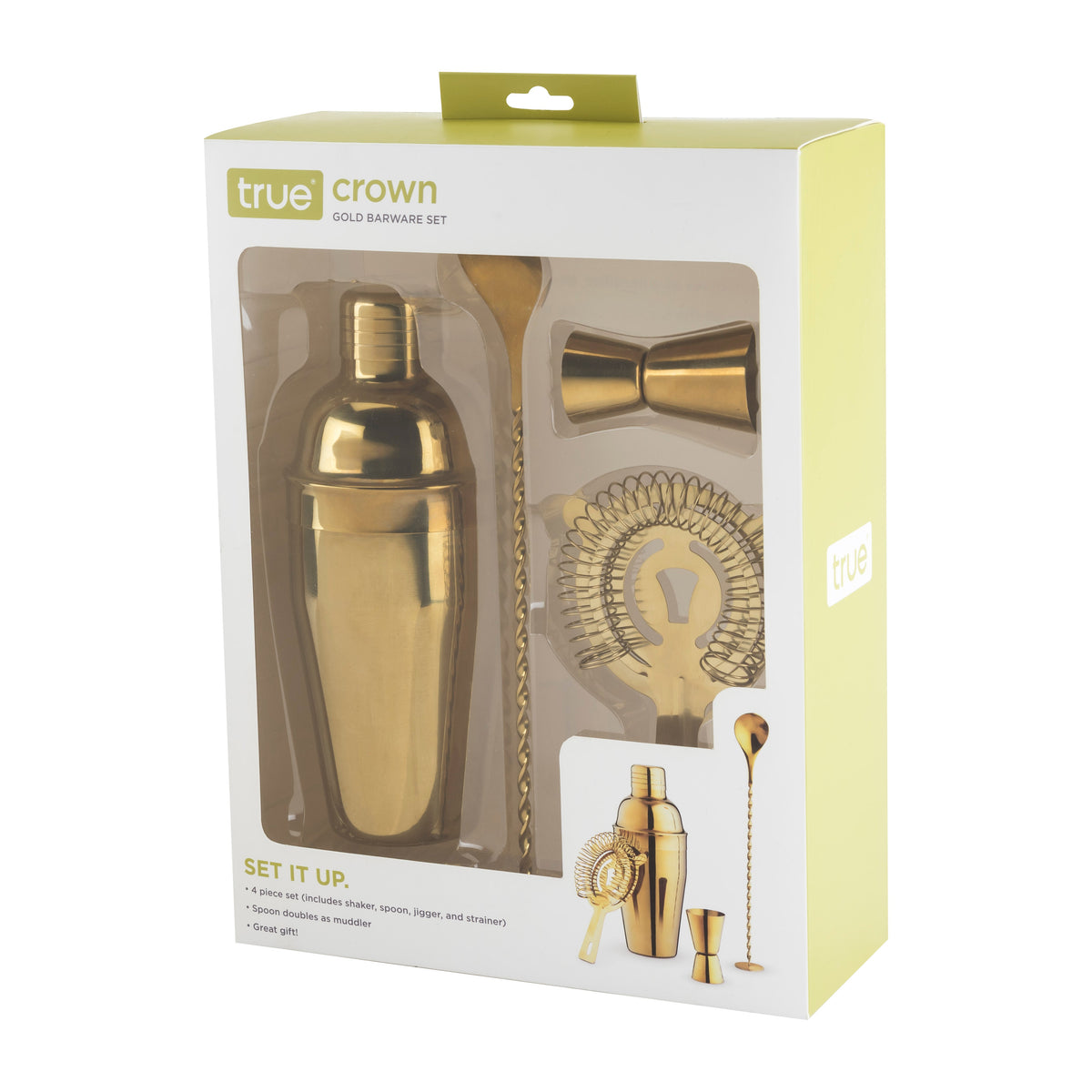 4-Piece Mixologist Barware Set in Gold