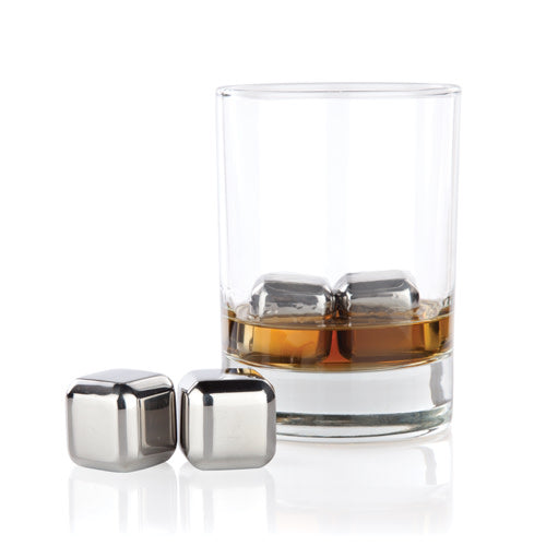 Glacier Rocks Small Cubes in Stainless Steel, Set of 4
