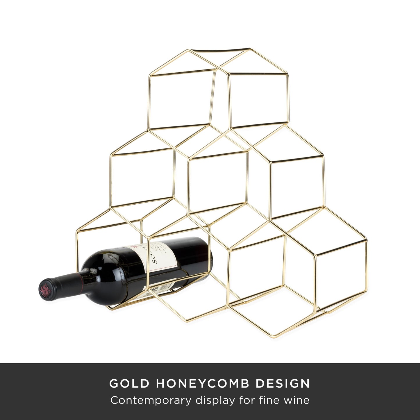 Geo Countertop 6-Bottle Wine Rack in Gold