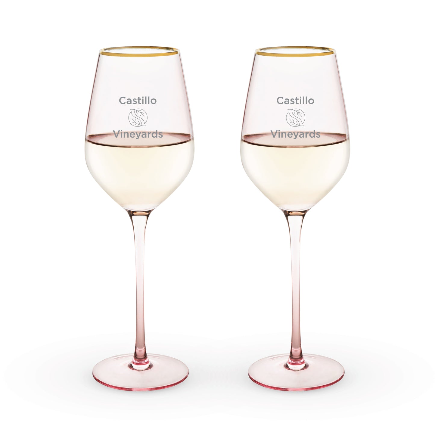 Rose Crystal White Wine Glasses, Set of 2
