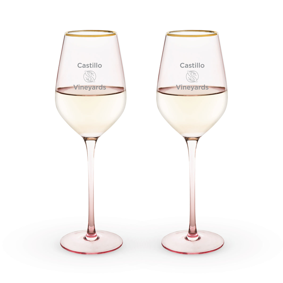 Rose Crystal White Wine Glasses, Set of 2