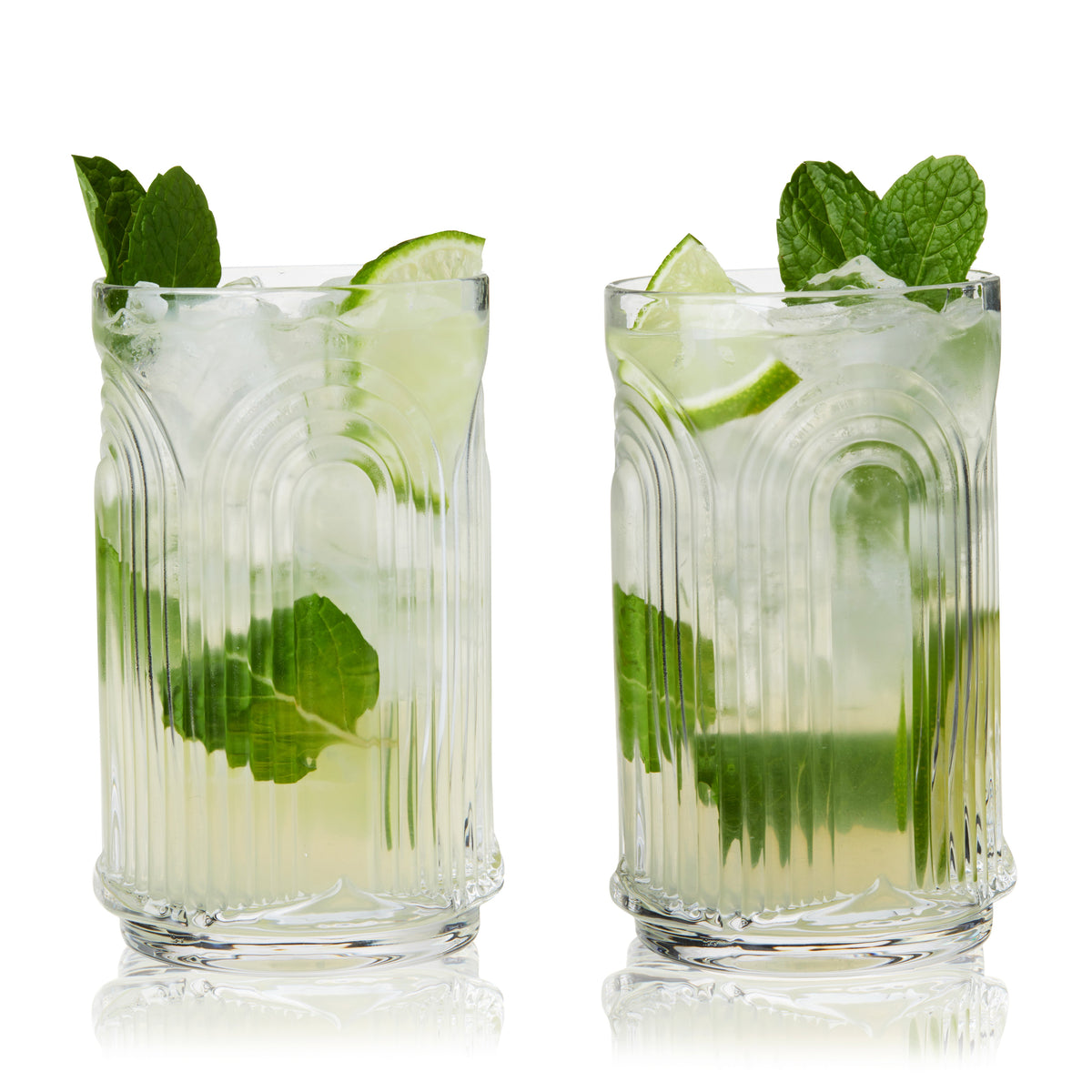 Deco Beau Crystal Highball Glasses, Set of 2