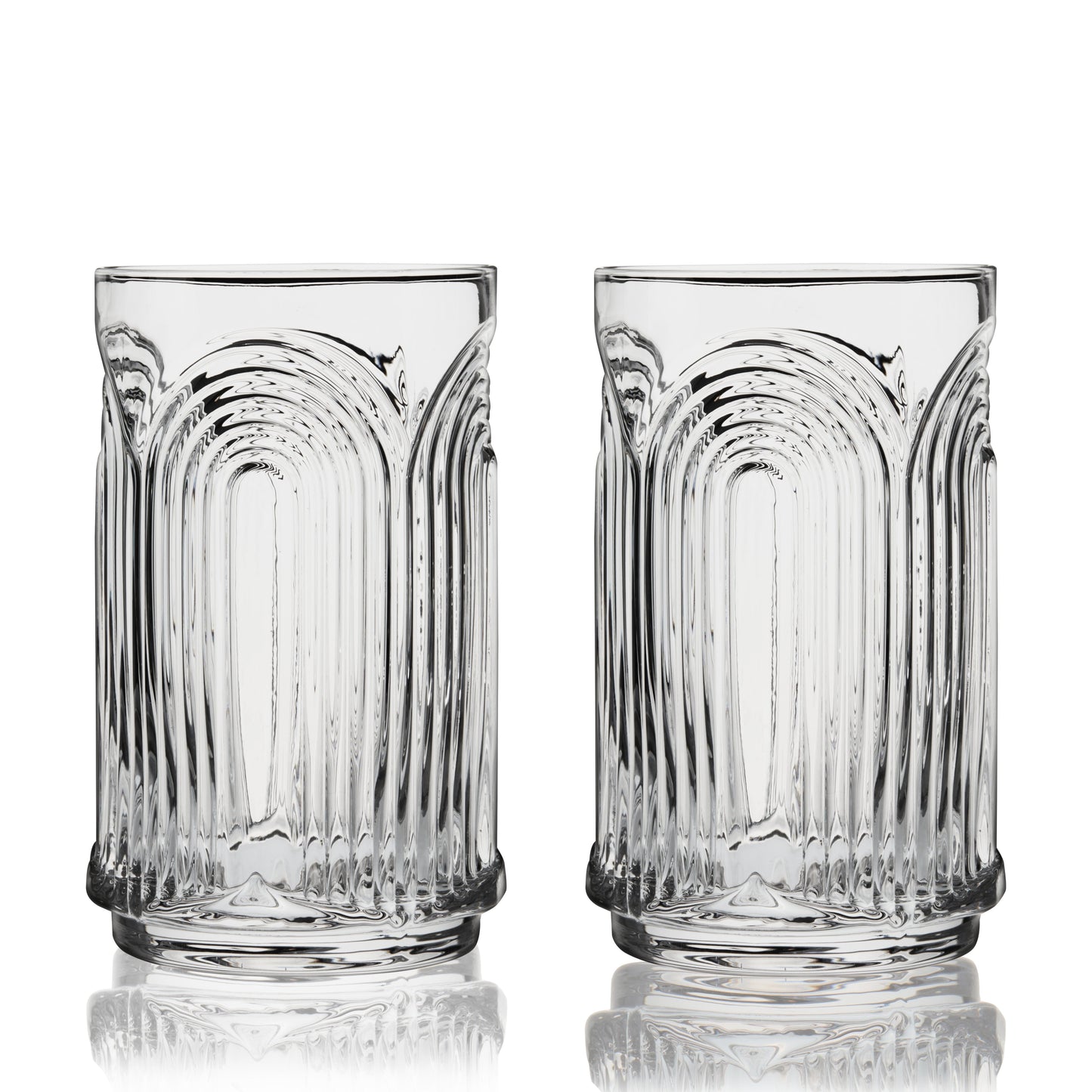Deco Beau Crystal Highball Glasses, Set of 2