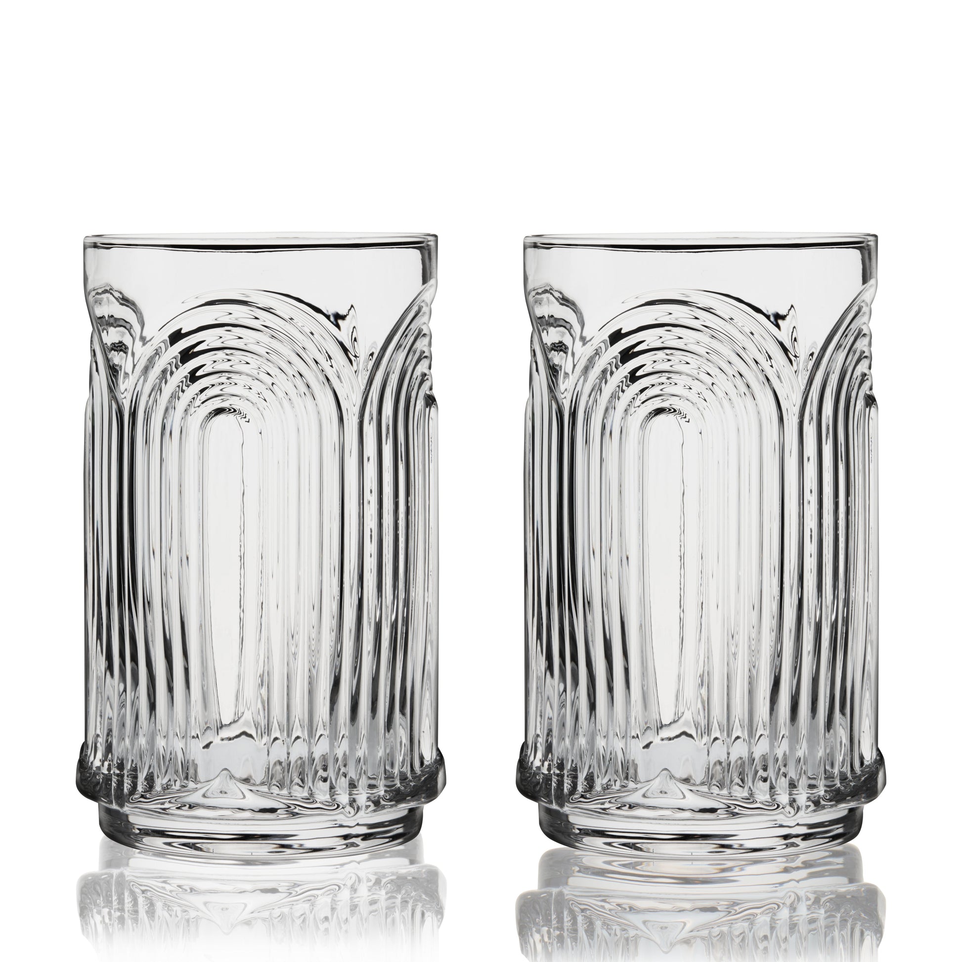 Deco Beau Crystal Highball Glasses, Set of 2
