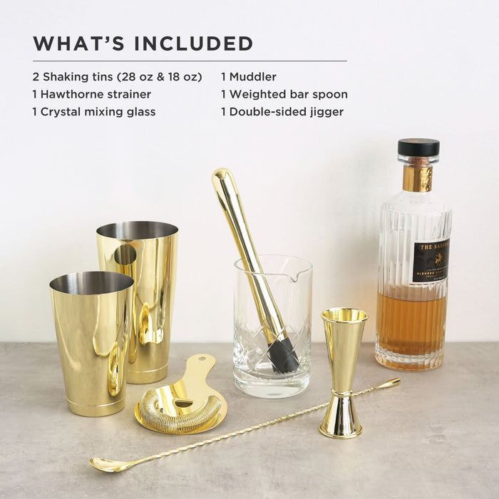 Belmont 7-Piece Barware Set in Gold