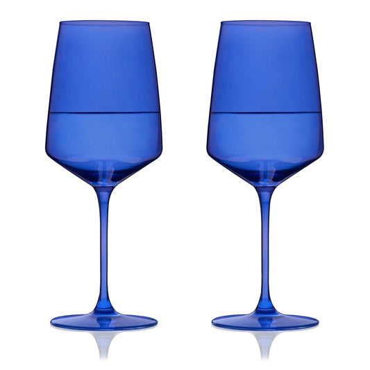 Reserve Nouveau Crystal Wine Glasses in Cobalt, Set of 2