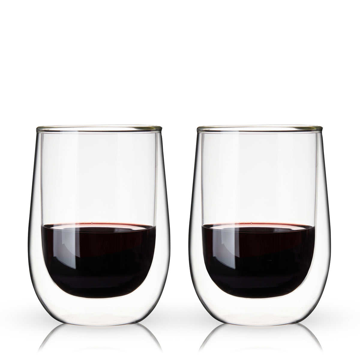 Double Walled 10 oz Stemless Wine Glasses, Set of 2