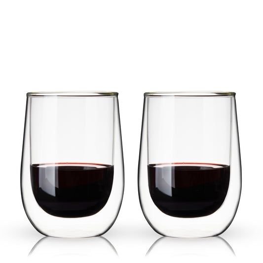 Double Walled 10 oz Stemless Wine Glasses, Set of 2