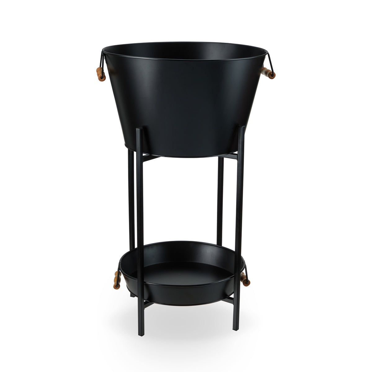 Beverage Tub with Stand & Tray in Black