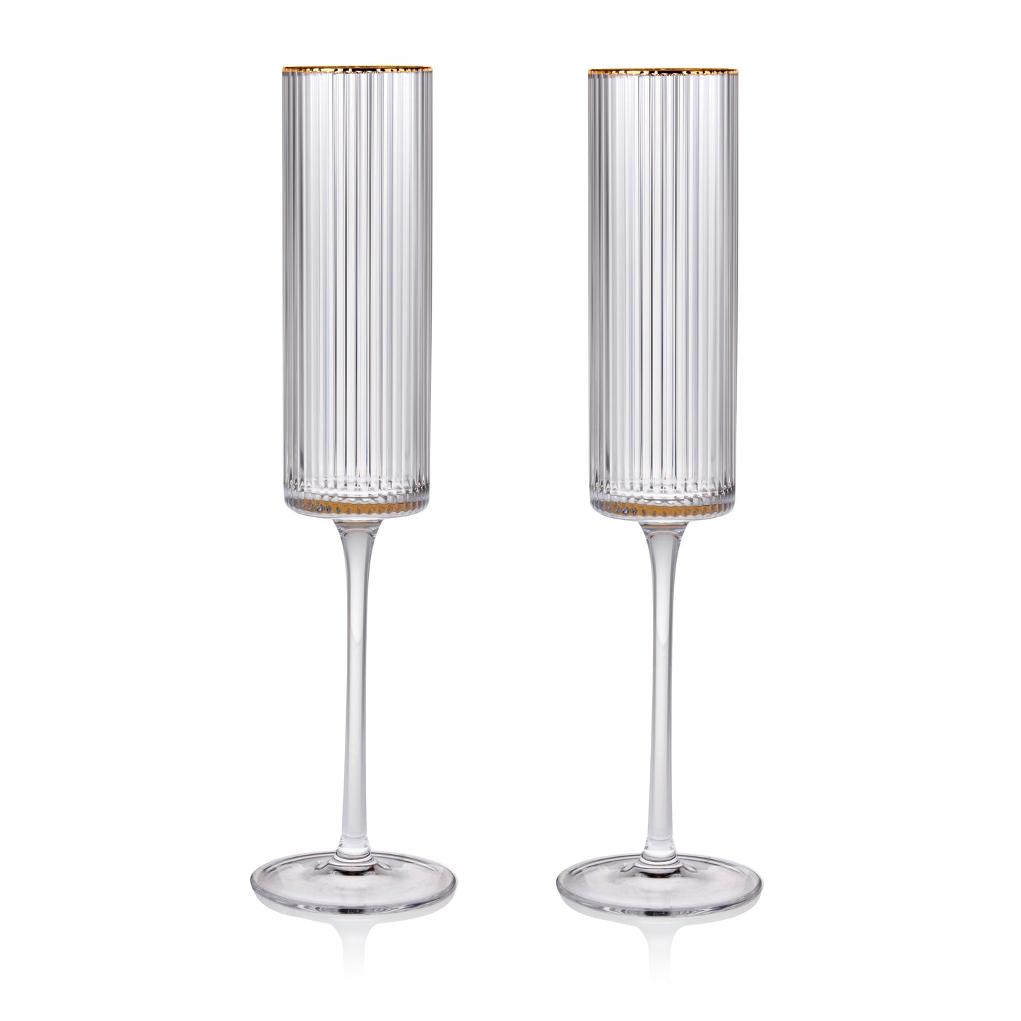 Meridian Crystal Gold Rimmed Champagne Flutes, Set of 2