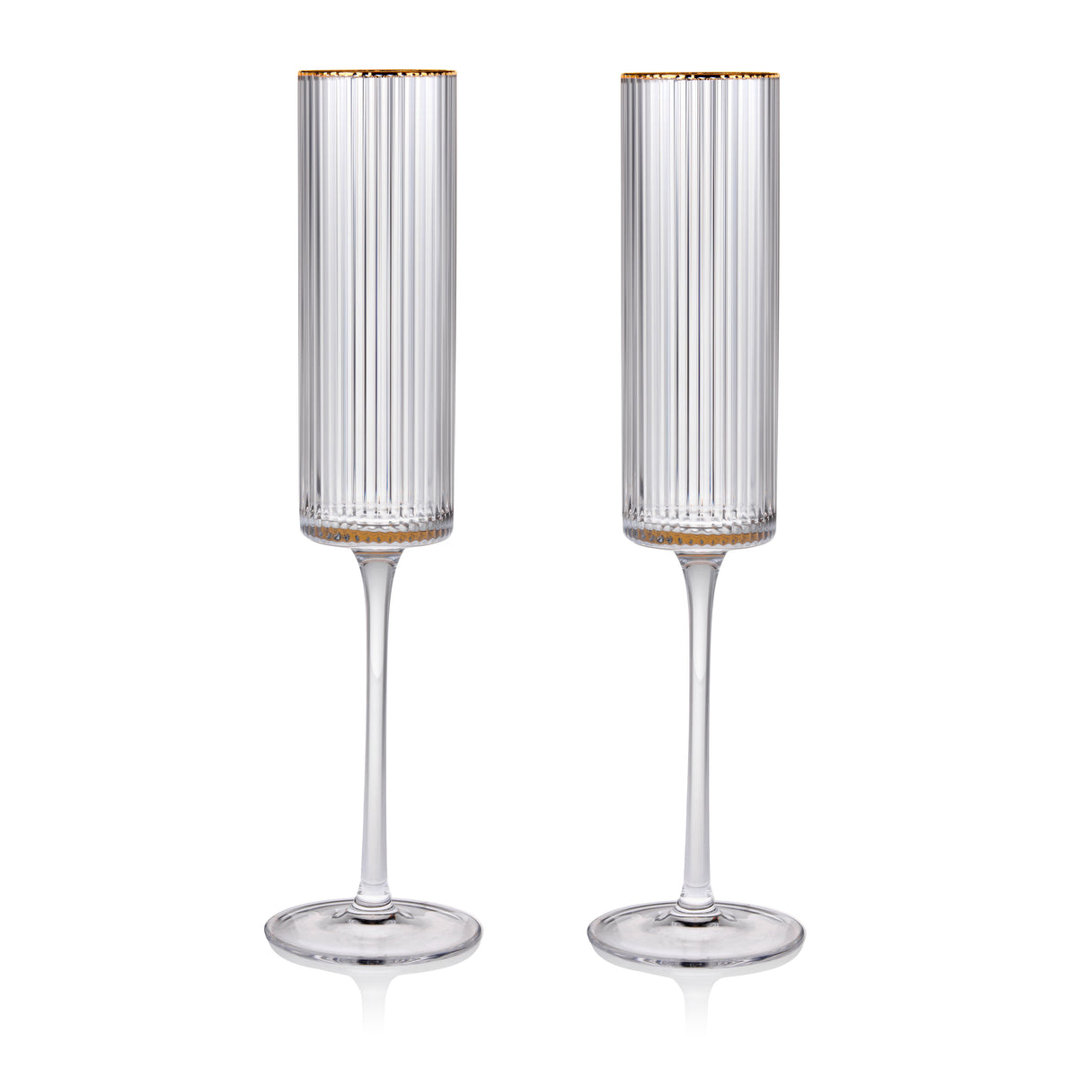 Meridian Crystal Gold Rimmed Champagne Flutes, Set of 2