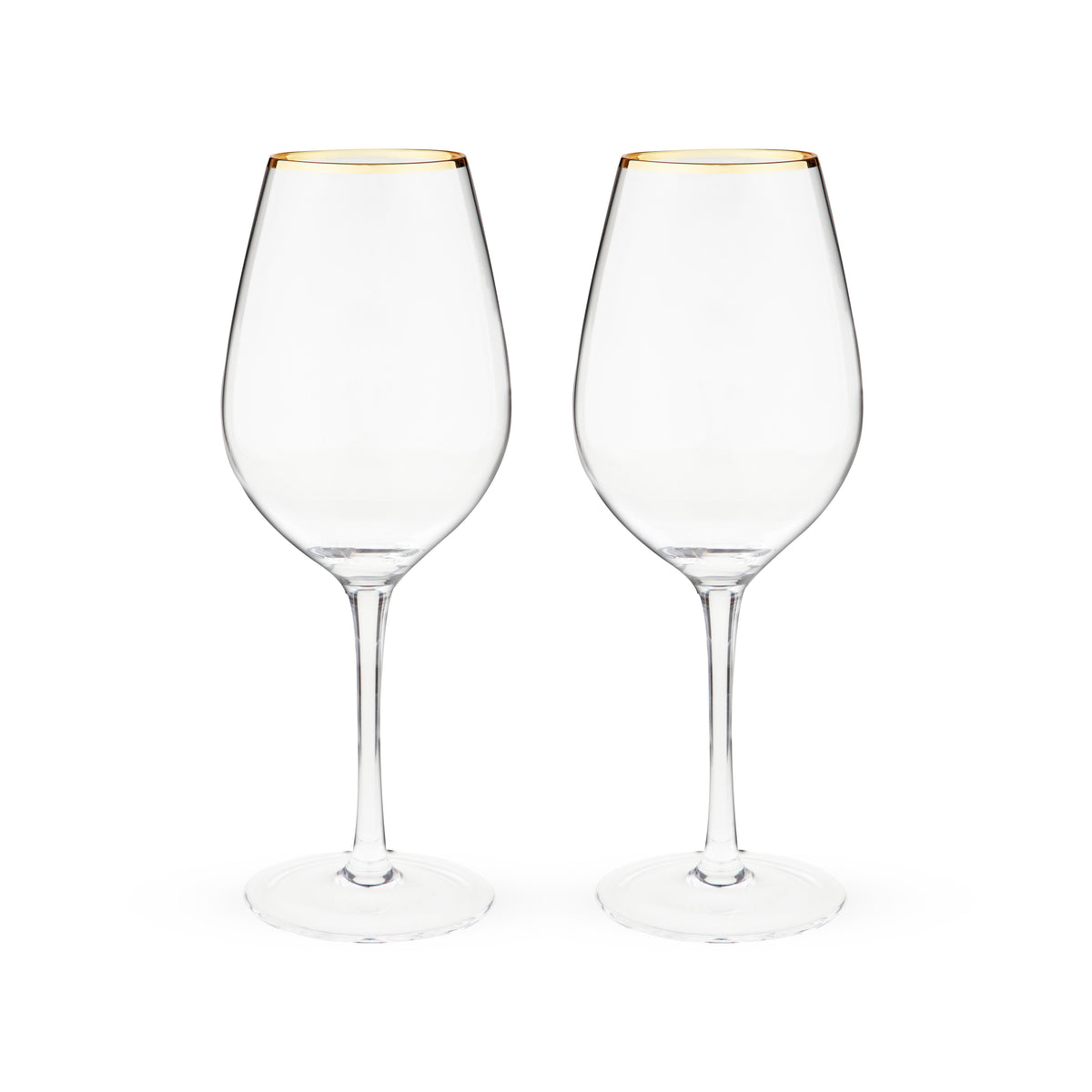 Gilded Stemmed Wine Glasses, Set of 2