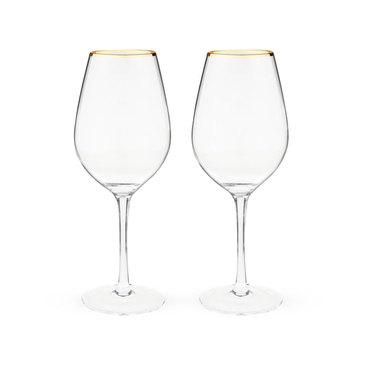 Gilded Stemmed Wine Glasses, Set of 2