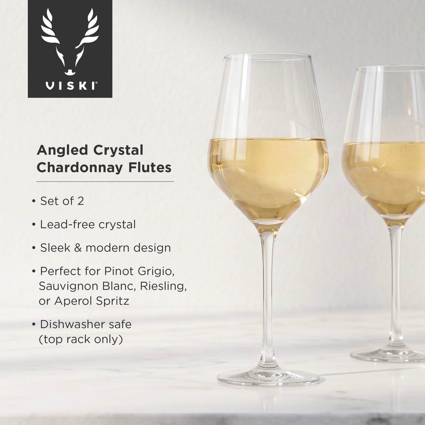 Raye Crystal Angled Chardonnay Glasses, Set of 2