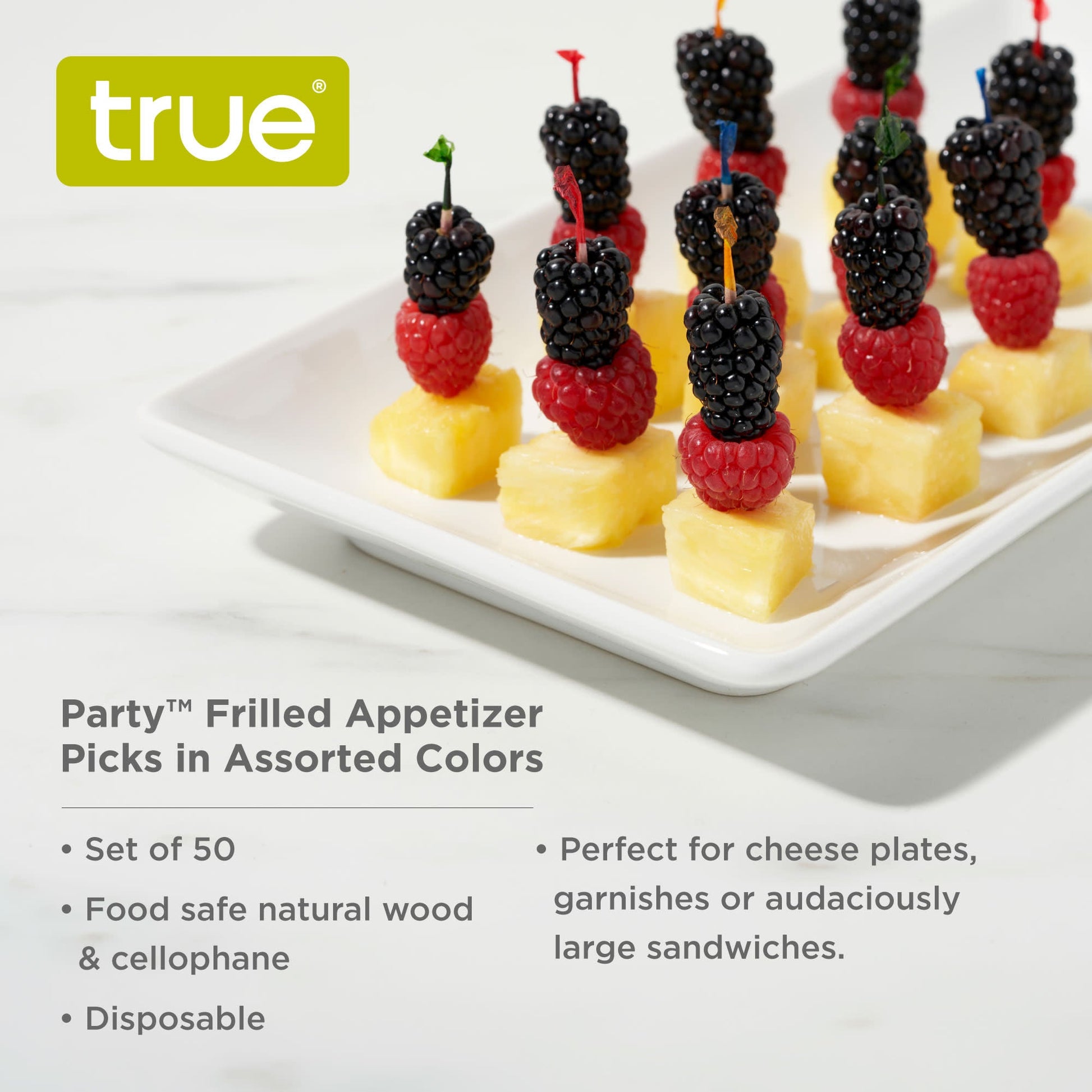 Party Frilled Appetizer Picks in Assorted Colors, 50ct