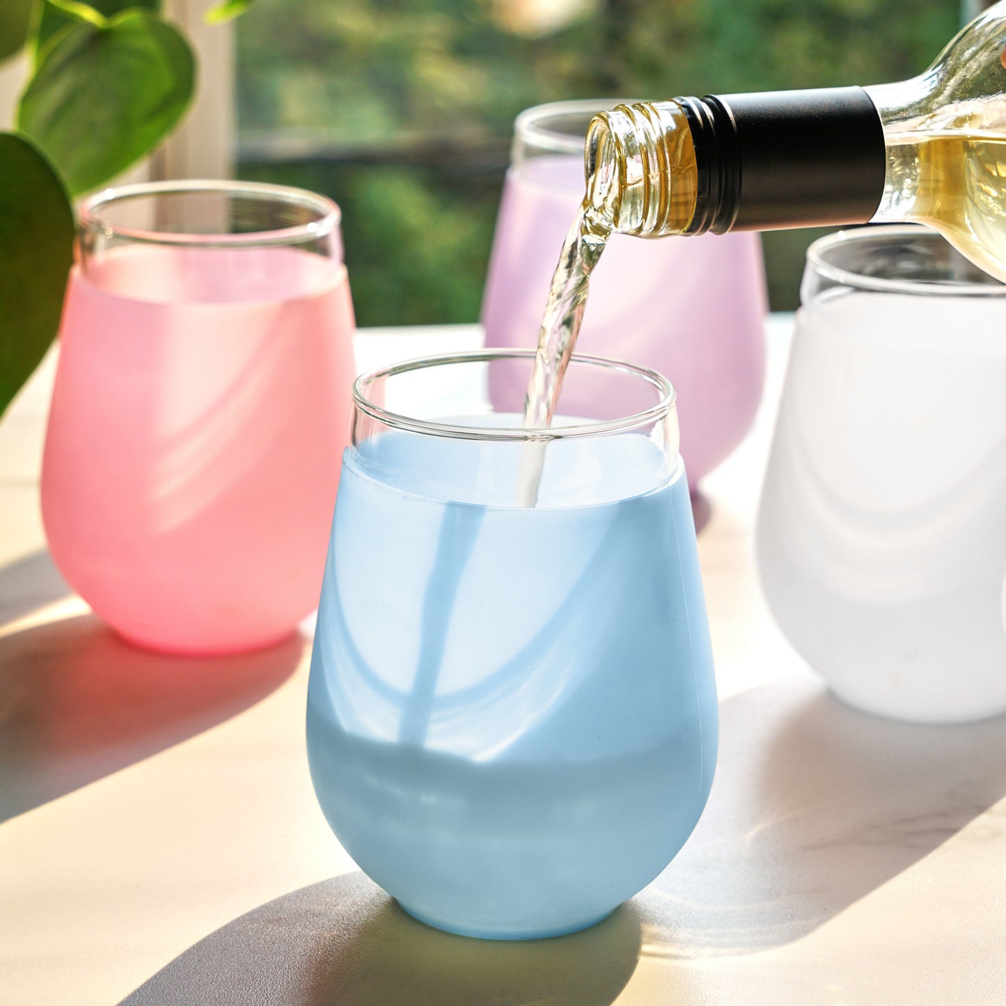 Silicone Wrapped Wine Glasses in Assorted Colors, Set of 4